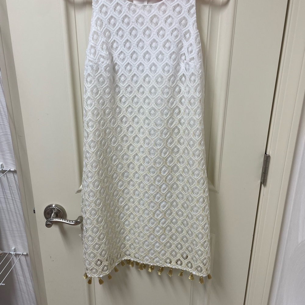 Lilly Pulitzer Cream and Gold Asymmetrical Skirt